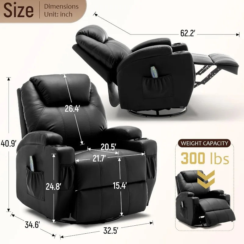 Swivel Recliner Chairs for Adults, Rocker Manual Recliner