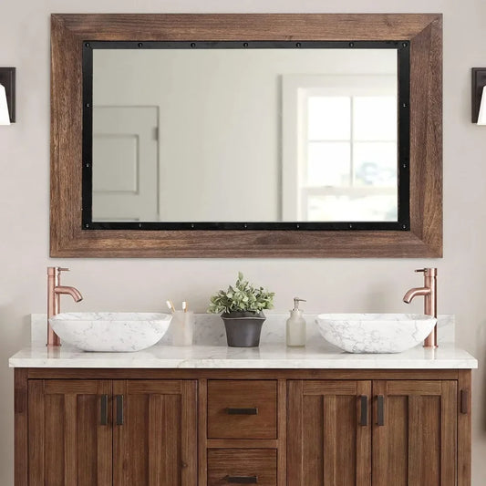 Rustic Wooden Framed Wall Mirror