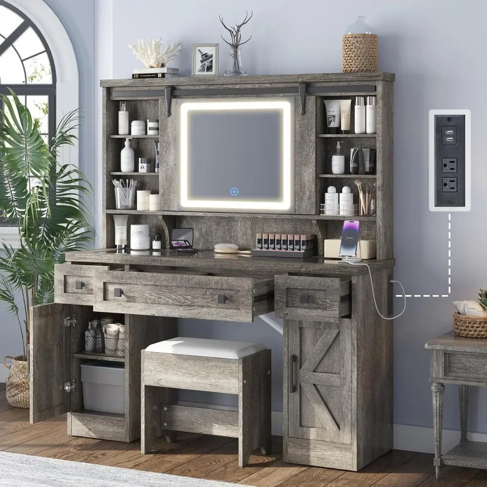 Makeup Vanity Desk with Wireless Charging Station