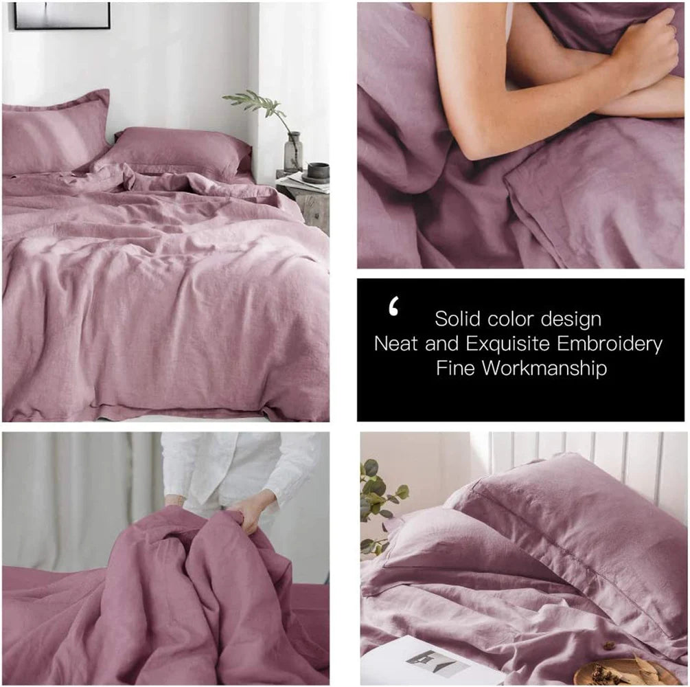 100% Linen Bedding Set 3Pcs Duvet Set