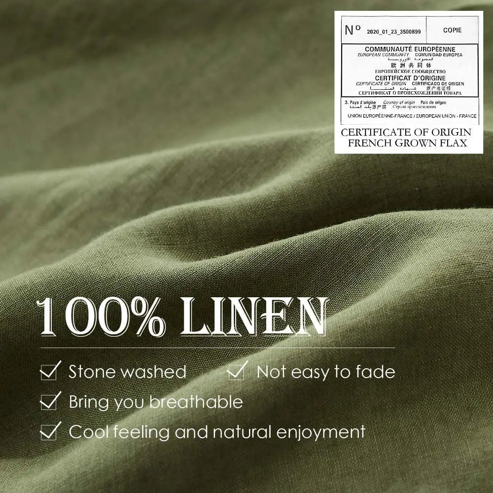 Simple 3Pcs100% Linen Bedding Set