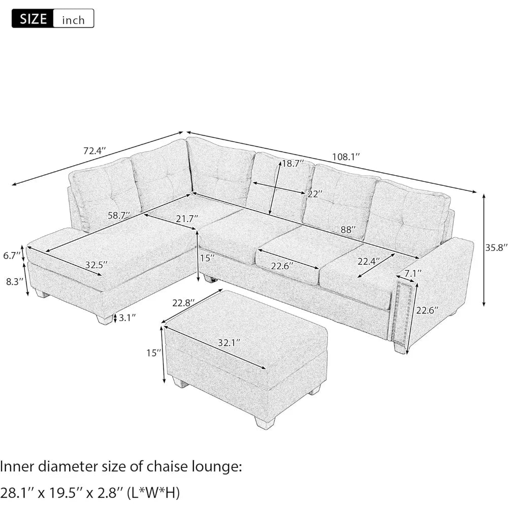 Modular Couch Storage Ottoman