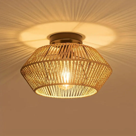 Bohemian Rattan Woven Ceiling Light Fixture