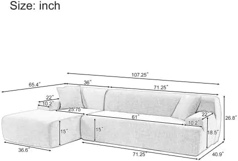 107'' Chenille Modular Sectional Couch