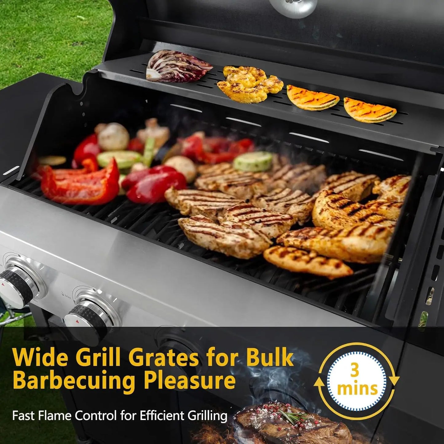 Burners Propane Gas Grill with Side Burner