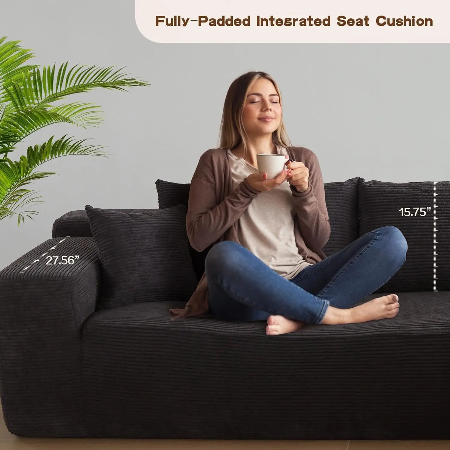 104" Modular Sectional Sofa,L-Shape Upholstered Cloud Couch,Modern Minimalist Couches,Free Combination Deep Seat Corner Couch