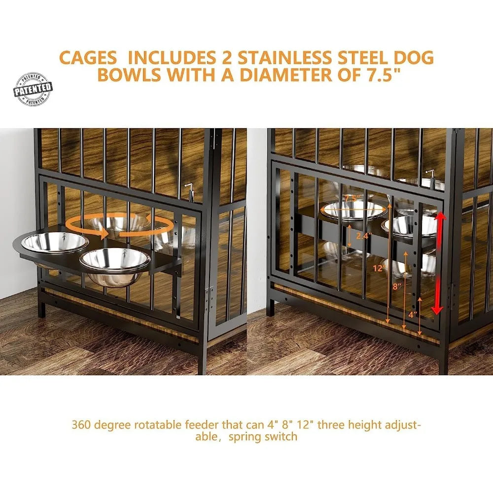 Furniture Style Large Dog Crate with Feeder