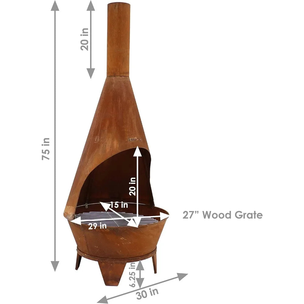 6-Foot Rustic Steel Mexican-Style Chiminea