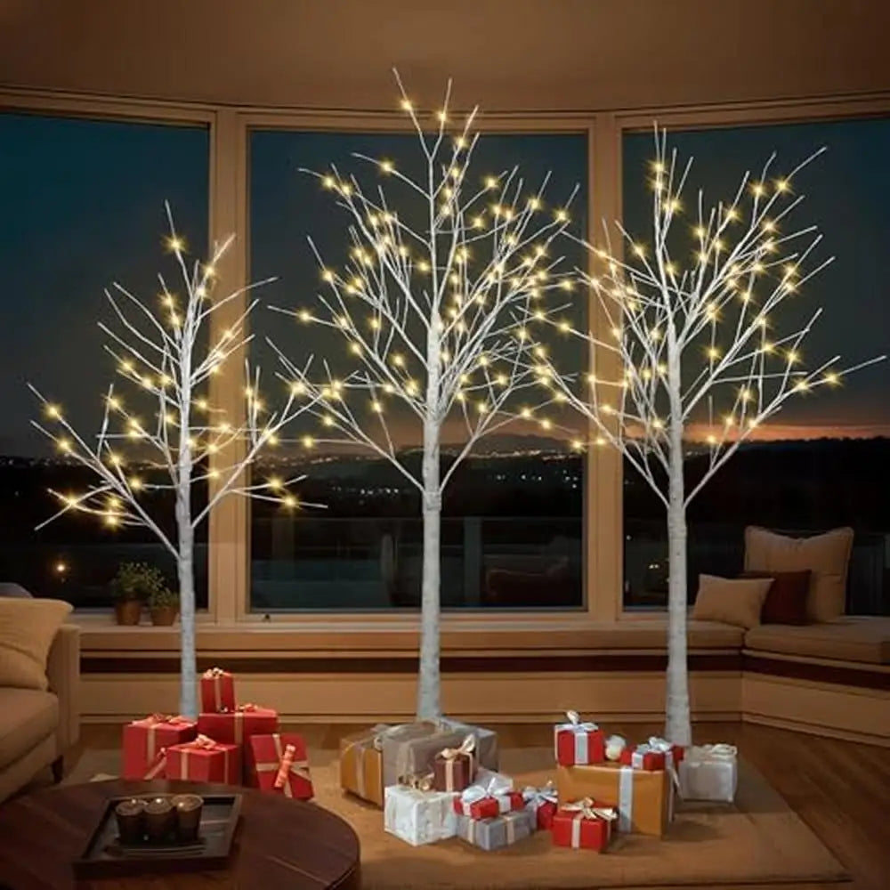 3 Pack 4FT 5FT 6FT LED Birch Tree Set